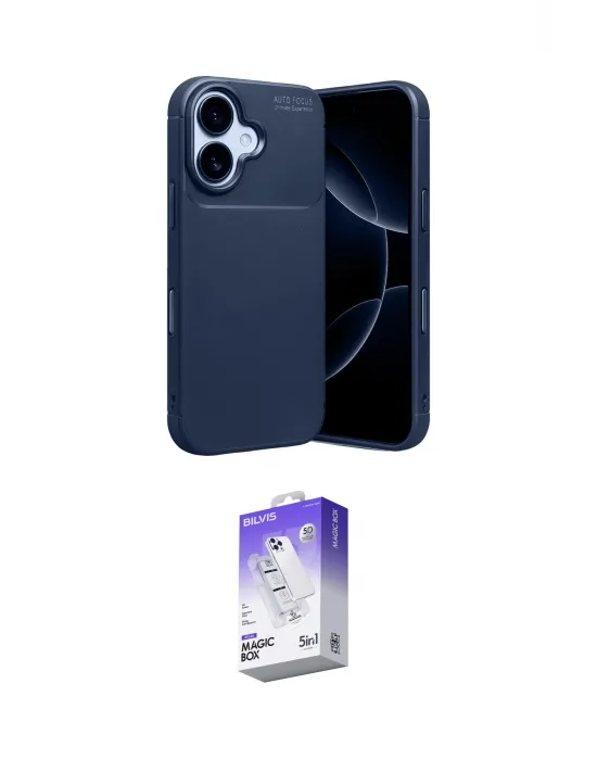 ieg™ iPhone 17 Kılıf Eksen Form Prime - Siyah Bilvis 5in1 3D Magic Cam Ekran Koruyucu