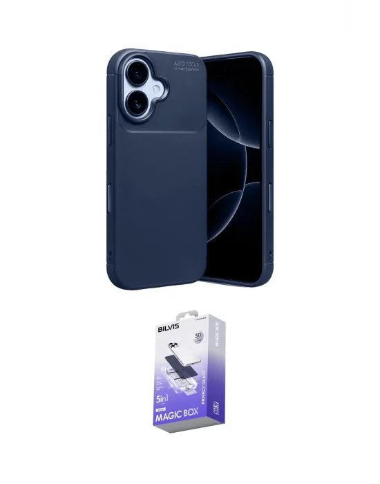 ieg™ iPhone 17 Kılıf Eksen Form Prime - Siyah Bilvis 5in1 5D Magic Hayalet Cam Ekran Koruyucu