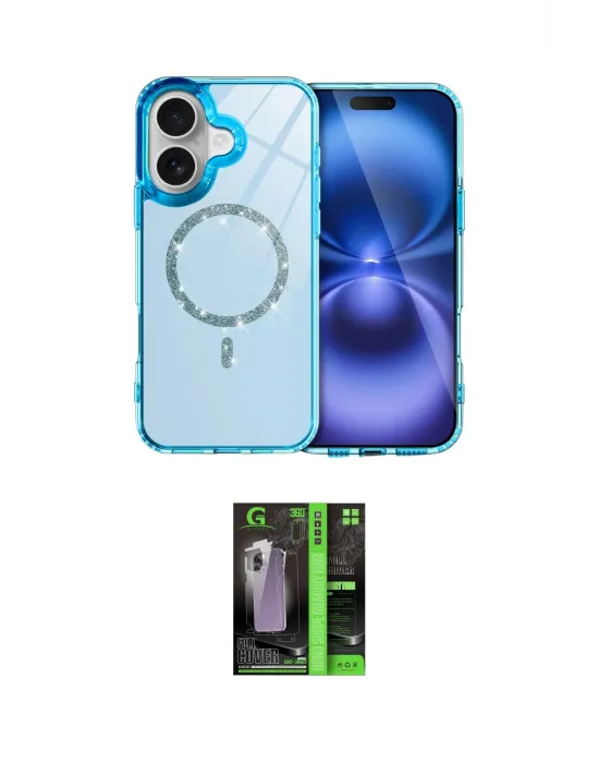 ieg™ iPhone 17 Kılıf Kıvılcım Form Prime - Şeffaf 360 Full Body Arka Koruyucu