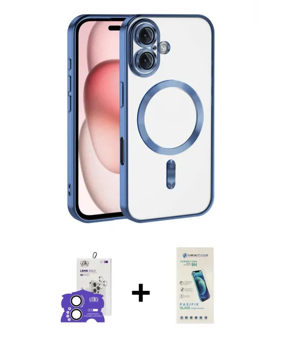 ieg™ iPhone 17 Kılıf Nova Işık Özel Seri - Şeffaf Pasifik Cam Ekran Koruyucu + Bilvis Titan Kamera Lens - AKYL