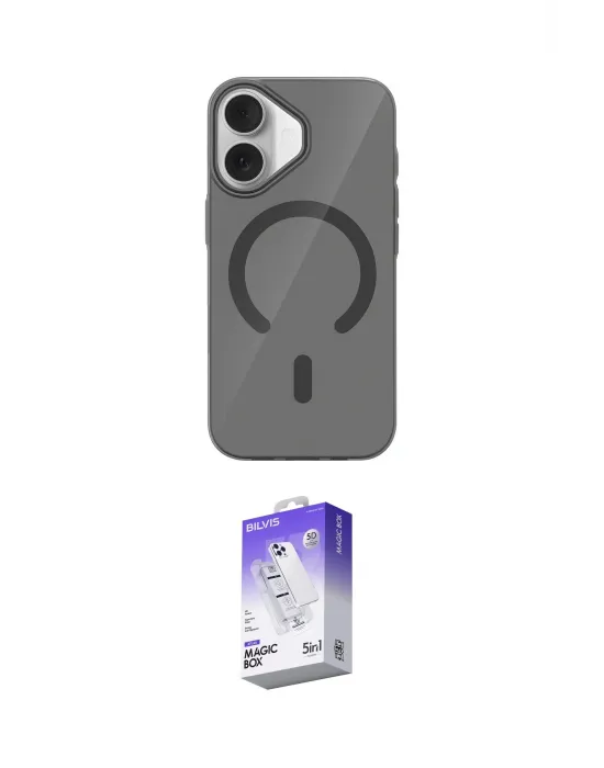 ieg™ iPhone 17 Kılıf Pusula Form Özel Seri - Siyah Bilvis 5in1 3D Magic Cam Ekran Koruyucu