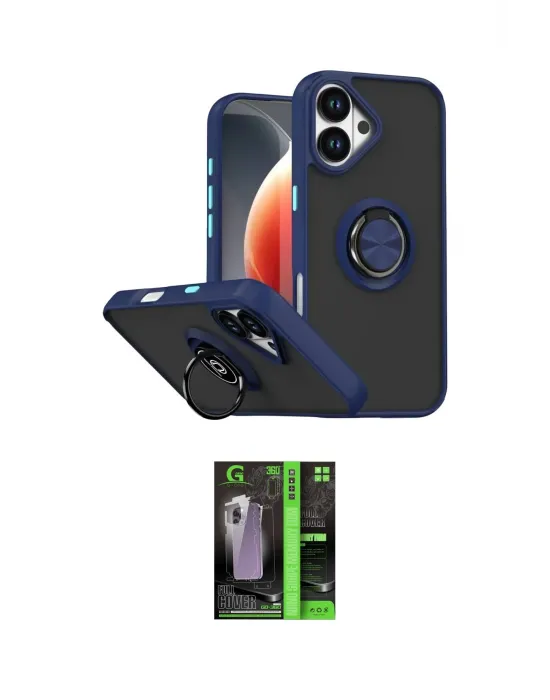 ieg™ iPhone 17 Kılıf Yörünge Çizgi - Şeffaf 360 Full Body Arka Koruyucu