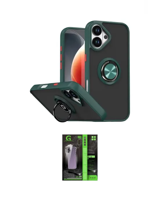 ieg™ iPhone 17 Kılıf Yörünge Çizgi - Şeffaf 360 Full Body Arka Koruyucu