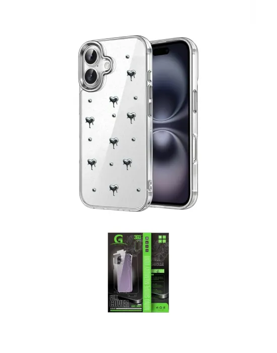 ieg™ iPhone 17 Kılıf Yörünge Form - Şeffaf 360 Full Body Arka Koruyucu