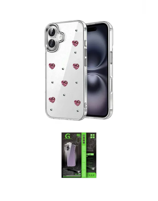 ieg™ iPhone 17 Kılıf Yörünge Form - Şeffaf 360 Full Body Arka Koruyucu