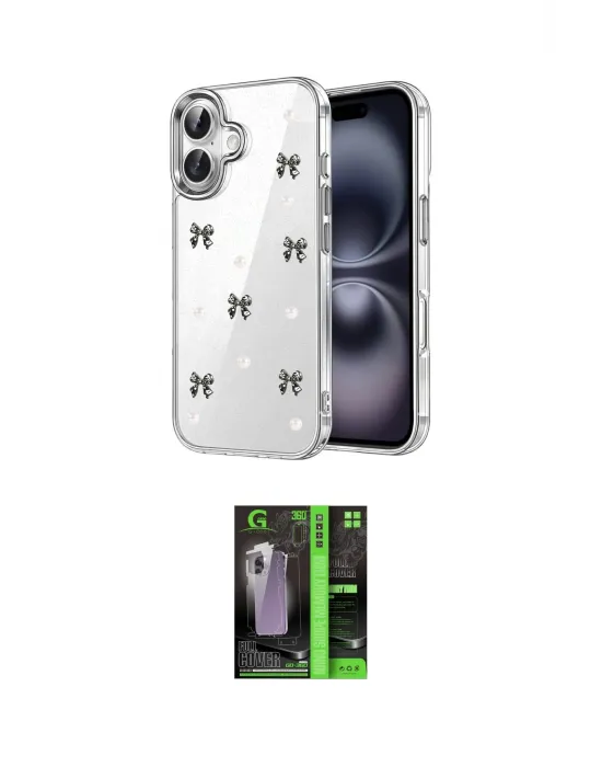 ieg™ iPhone 17 Kılıf Yörünge Form - Şeffaf 360 Full Body Arka Koruyucu
