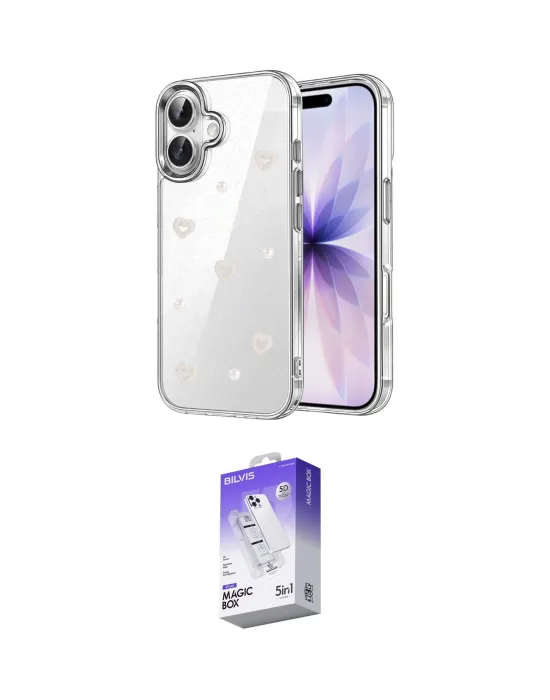 ieg™ iPhone 17 Kılıf Yörünge Form - Siyah Bilvis 5in1 3D Magic Cam Ekran Koruyucu