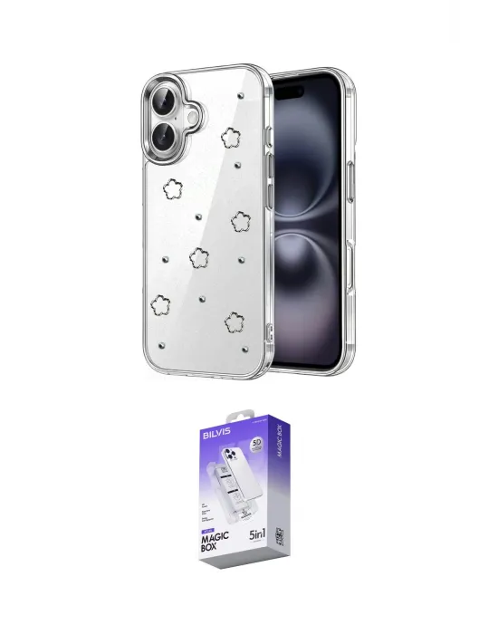 ieg™ iPhone 17 Kılıf Yörünge Form - Siyah Bilvis 5in1 3D Magic Cam Ekran Koruyucu