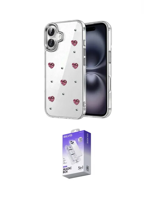 ieg™ iPhone 17 Kılıf Yörünge Form - Siyah Bilvis 5in1 3D Magic Cam Ekran Koruyucu