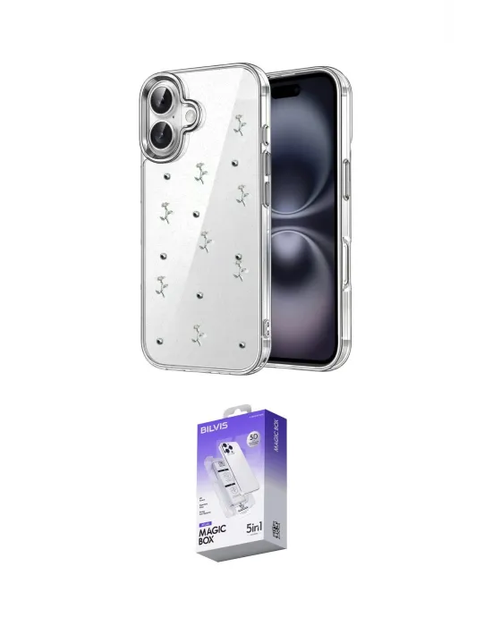 ieg™ iPhone 17 Kılıf Yörünge Form - Siyah Bilvis 5in1 3D Magic Cam Ekran Koruyucu