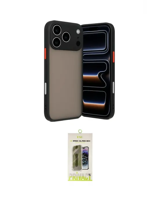 ieg™ iPhone 17 Pro Kılıf Ahenk Çizgi Serisi - Siyah Joko Magic 5D Hayalet Cam