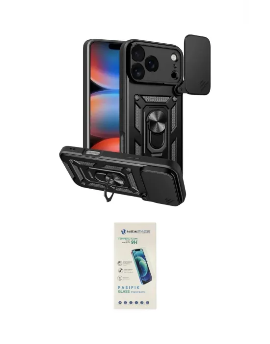 ieg™ iPhone 17 Pro Kılıf Ahenk Klasik - Şeffaf Pasifik Cam Ekran Koruyucu