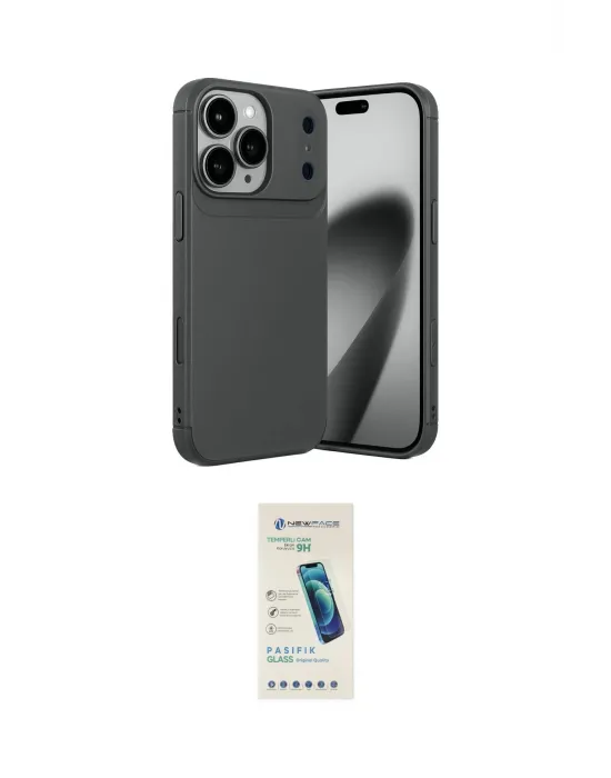 ieg™ iPhone 17 Pro Kılıf Eksen Form Prime - Şeffaf Pasifik Cam Ekran Koruyucu