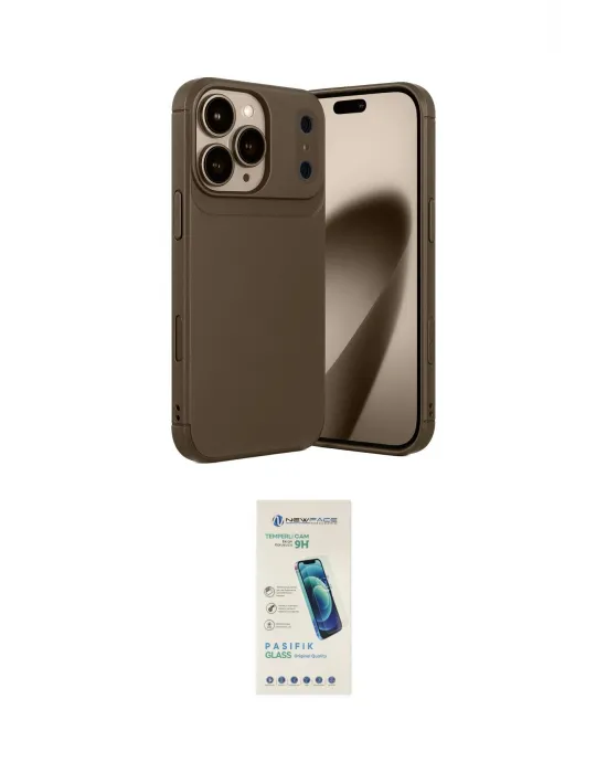 ieg™ iPhone 17 Pro Kılıf Eksen Form Prime - Şeffaf Pasifik Cam Ekran Koruyucu