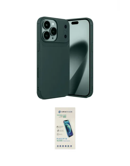 ieg™ iPhone 17 Pro Kılıf Eksen Form Prime - Şeffaf Pasifik Cam Ekran Koruyucu
