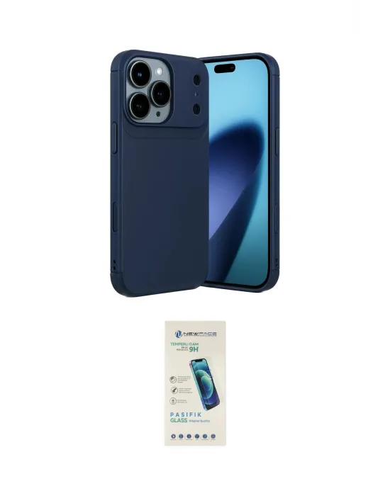 ieg™ iPhone 17 Pro Kılıf Eksen Form Prime - Şeffaf Pasifik Cam Ekran Koruyucu