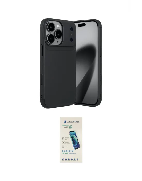 ieg™ iPhone 17 Pro Kılıf Eksen Form Prime - Şeffaf Pasifik Cam Ekran Koruyucu
