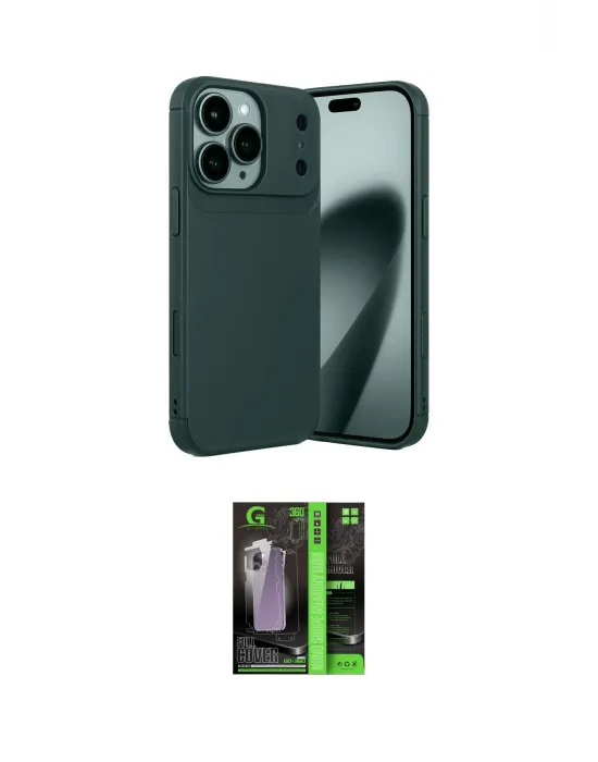 ieg™ iPhone 17 Pro Kılıf Eksen Form Prime - Siyah 360 Mat Full Body Arka Koruyucu