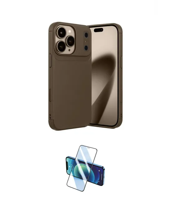 ieg™ iPhone 17 Pro Kılıf Eksen Form Prime - Siyah 3D Antistatik Seramik Nano Ekran Koruyucu