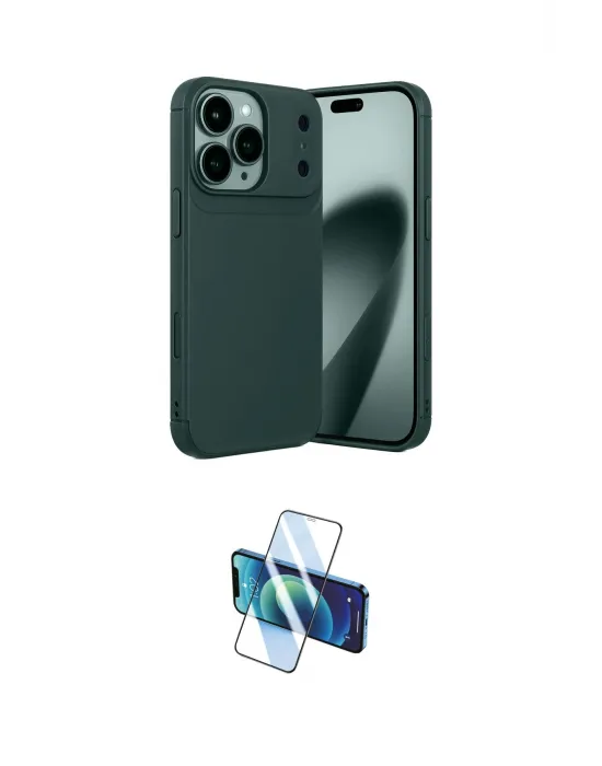 ieg™ iPhone 17 Pro Kılıf Eksen Form Prime - Siyah 3D Antistatik Seramik Nano Ekran Koruyucu