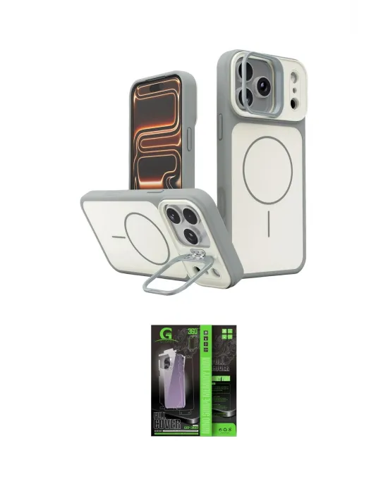 ieg™ iPhone 17 Pro Kılıf İz Modern Prime - Siyah 360 Mat Full Body Arka Koruyucu