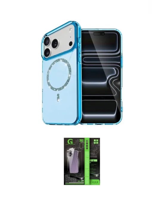ieg™ iPhone 17 Pro Kılıf Kıvılcım Form Prime - Şeffaf 360 Full Body Arka Koruyucu