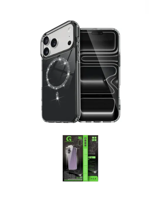 ieg™ iPhone 17 Pro Kılıf Kıvılcım Form Prime - Şeffaf 360 Full Body Arka Koruyucu