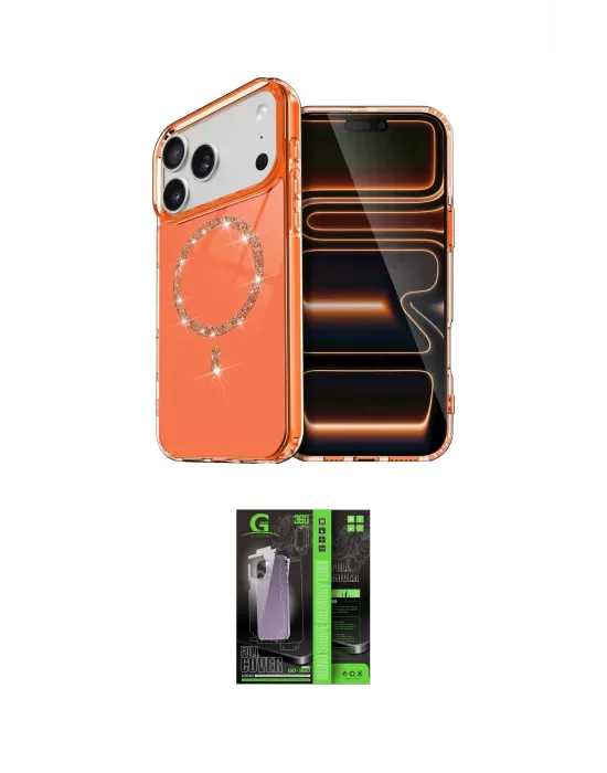 ieg™ iPhone 17 Pro Kılıf Kıvılcım Form Prime - Şeffaf 360 Full Body Arka Koruyucu