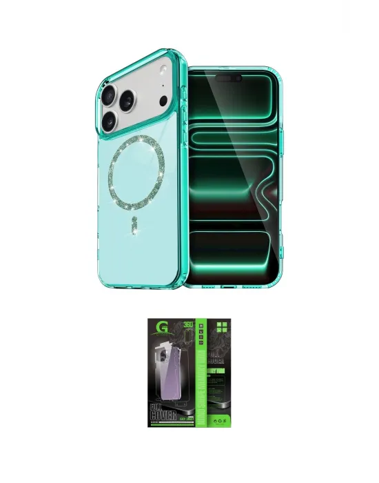 ieg™ iPhone 17 Pro Kılıf Kıvılcım Form Prime - Şeffaf 360 Full Body Arka Koruyucu