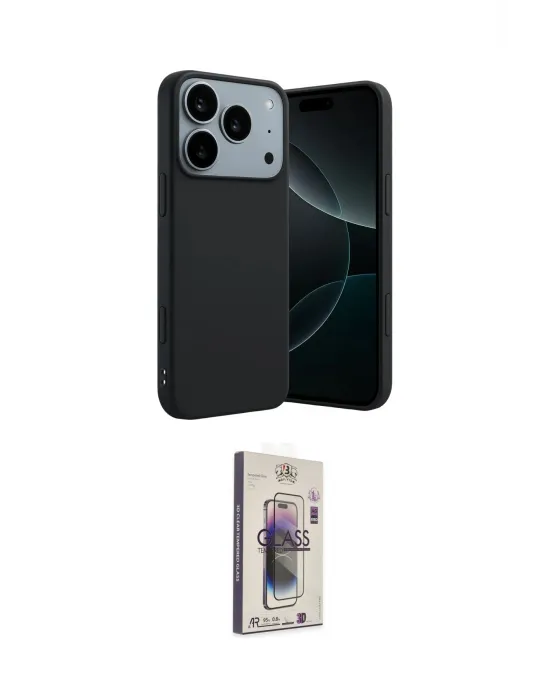 ieg™ iPhone 17 Pro Kılıf Kozmos Yansıma Özel Seri - Siyah Bilvis 3D Cam Ekran Koruyucu