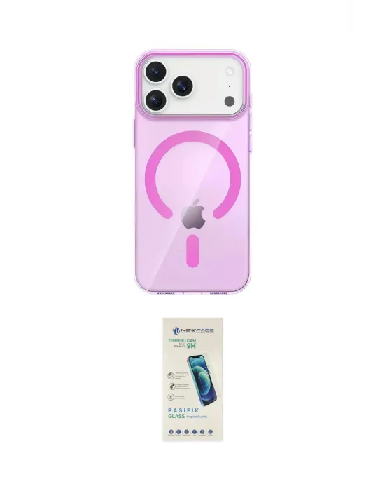 ieg™ iPhone 17 Pro Kılıf Pusula Form Özel Seri - Şeffaf Pasifik Cam Ekran Koruyucu