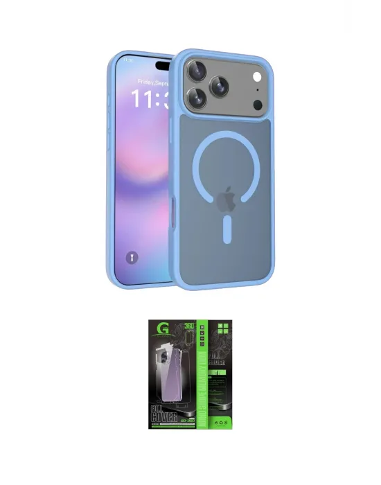 ieg™ iPhone 17 Pro Kılıf Siluet Minimal Prime - Siyah 360 Mat Full Body Arka Koruyucu