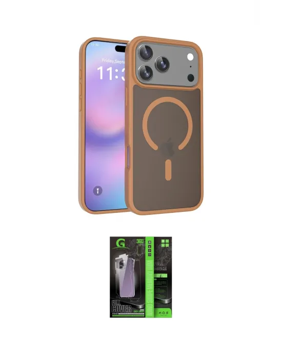 ieg™ iPhone 17 Pro Kılıf Siluet Minimal Prime - Siyah 360 Mat Full Body Arka Koruyucu