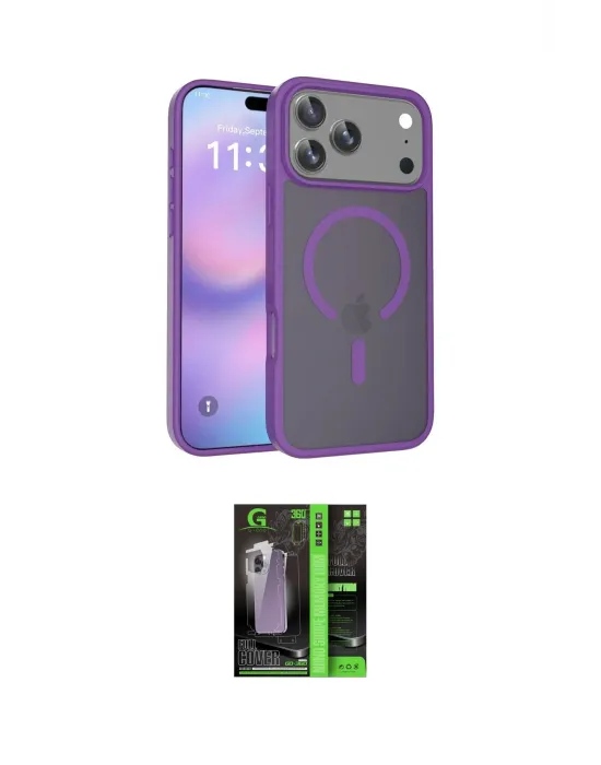 ieg™ iPhone 17 Pro Kılıf Siluet Minimal Prime - Siyah 360 Mat Full Body Arka Koruyucu
