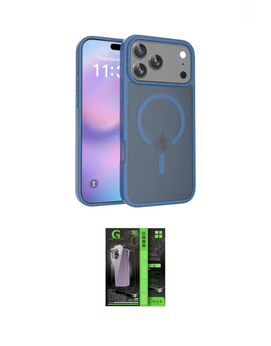 ieg™ iPhone 17 Pro Kılıf Siluet Minimal Prime - Siyah 360 Mat Full Body Arka Koruyucu