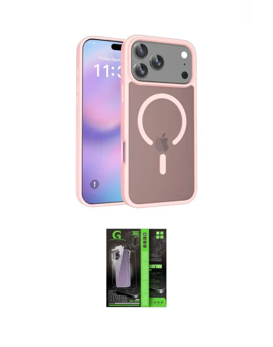 ieg™ iPhone 17 Pro Kılıf Siluet Minimal Prime - Siyah 360 Mat Full Body Arka Koruyucu