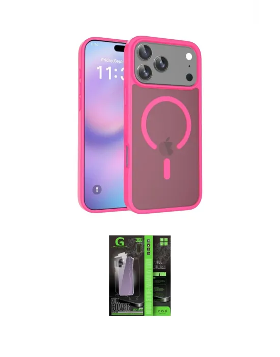 ieg™ iPhone 17 Pro Kılıf Siluet Minimal Prime - Siyah 360 Mat Full Body Arka Koruyucu