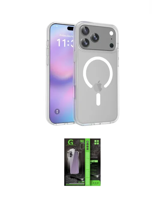 ieg™ iPhone 17 Pro Kılıf Siluet Minimal Prime - Siyah 360 Mat Full Body Arka Koruyucu
