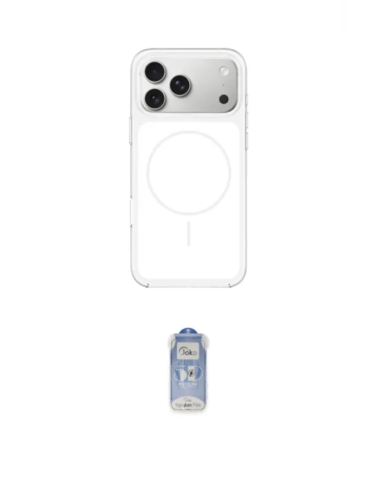 ieg™ iPhone 17 Pro Kılıf Yankı Minimal Serisi - Siyah Joko Magic 5D Cam