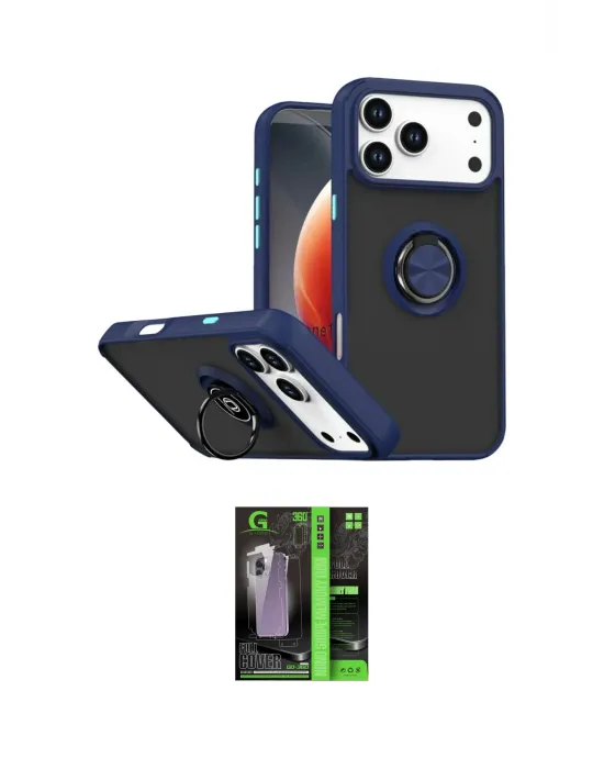 ieg™ iPhone 17 Pro Kılıf Yörünge Çizgi - Şeffaf 360 Full Body Arka Koruyucu