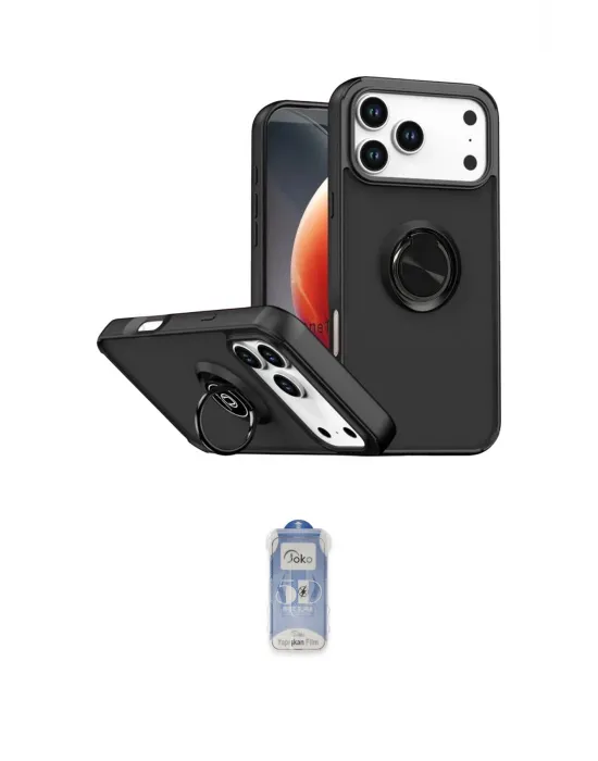 ieg™ iPhone 17 Pro Kılıf Yörünge Çizgi - Siyah Joko Magic 5D Cam