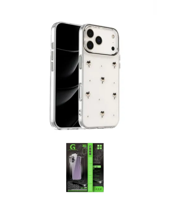 ieg™ iPhone 17 Pro Kılıf Yörünge Form - Şeffaf 360 Full Body Arka Koruyucu