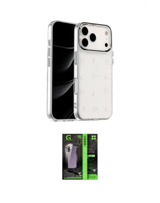 ieg™ iPhone 17 Pro Kılıf Yörünge Form - Şeffaf 360 Full Body Arka Koruyucu