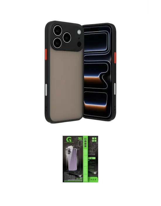 ieg™ iPhone 17 Pro Max Kılıf Ahenk Çizgi Serisi - Şeffaf 360 Full Body Arka Koruyucu