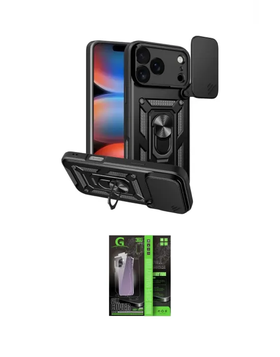 ieg™ iPhone 17 Pro Max Kılıf Ahenk Klasik - Şeffaf 360 Full Body Arka Koruyucu