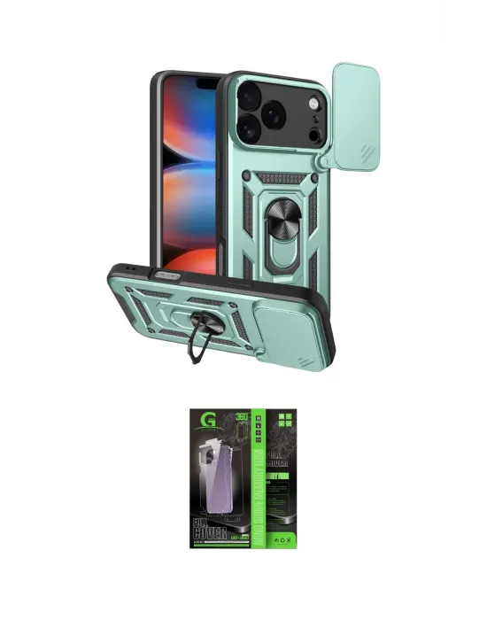 ieg™ iPhone 17 Pro Max Kılıf Ahenk Klasik - Şeffaf 360 Full Body Arka Koruyucu