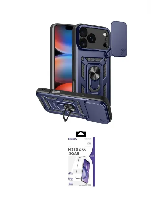 ieg™ iPhone 17 Pro Max Kılıf Ahenk Klasik - Siyah Bilvis 3X AR HD Cam Ekran Koruyucu