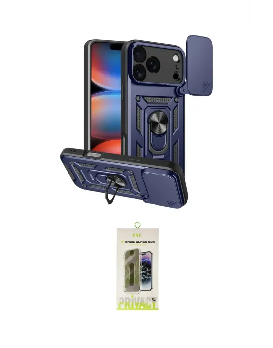 ieg™ iPhone 17 Pro Max Kılıf Ahenk Klasik - Siyah Joko Magic 5D Hayalet Cam