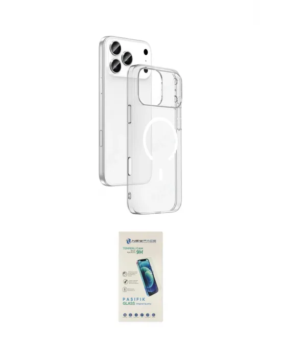 ieg™ iPhone 17 Pro Max Kılıf Ahenk Minimal Serisi - Şeffaf Pasifik Cam Ekran Koruyucu
