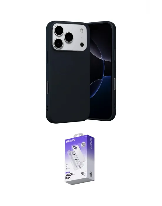 ieg™ iPhone 17 Pro Max Kılıf Ahenk Serisi - Siyah Bilvis 5in1 3D Magic Cam Ekran Koruyucu